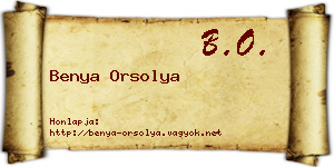 Benya Orsolya névjegykártya